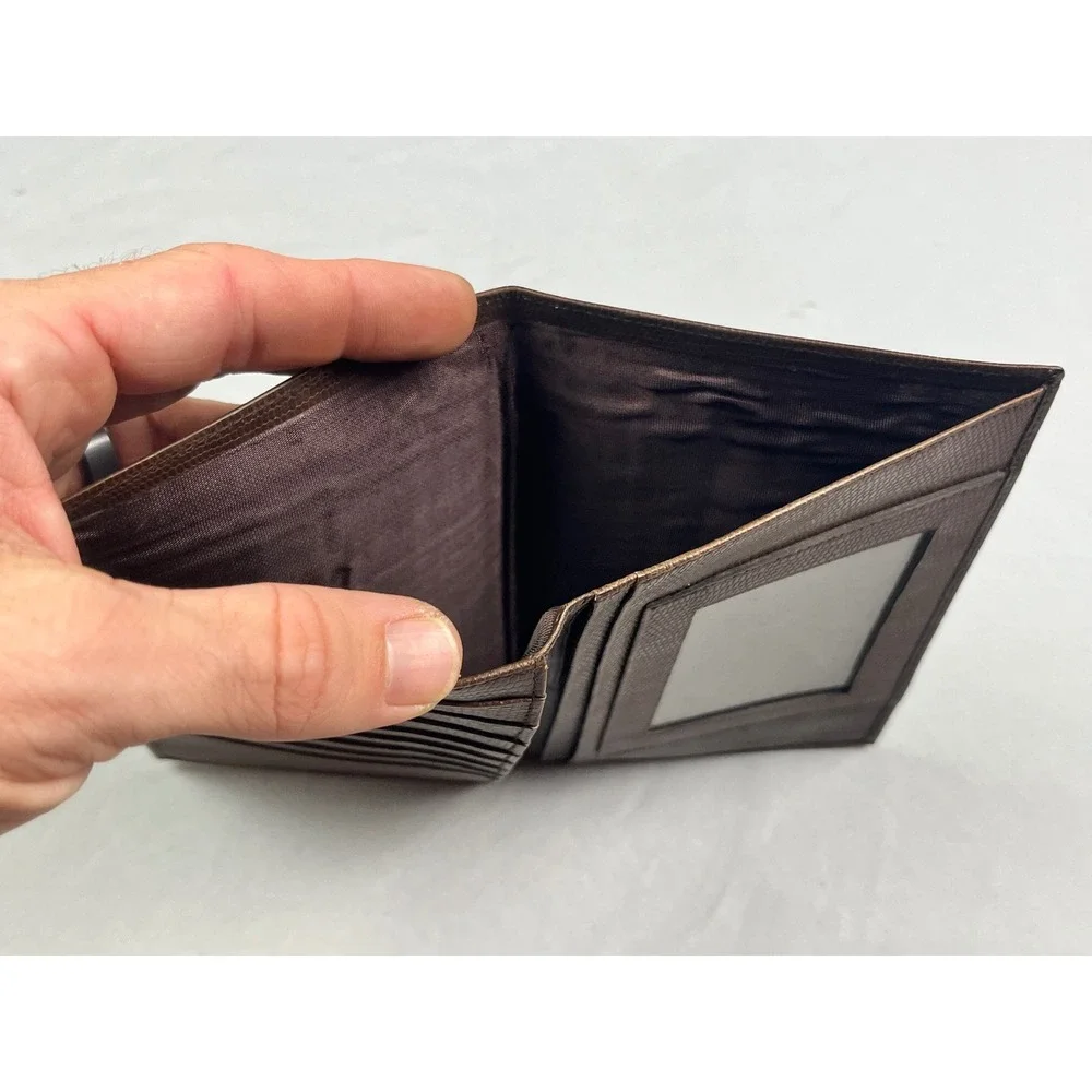 Sanger-Harris Brown Lizard Embossed Leather Breast Pocket Wallet Made in Italy